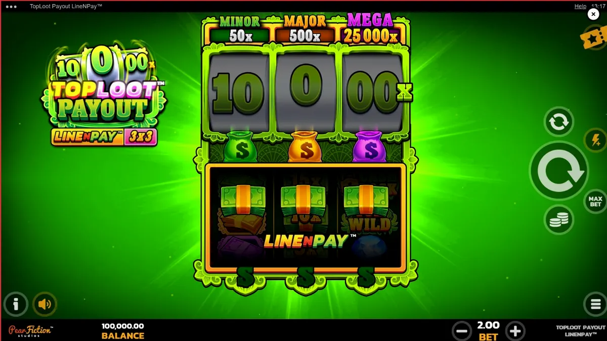 TopLoot Payout LineNPay স্লট গেমের ইন্টারফেস এবং থিম