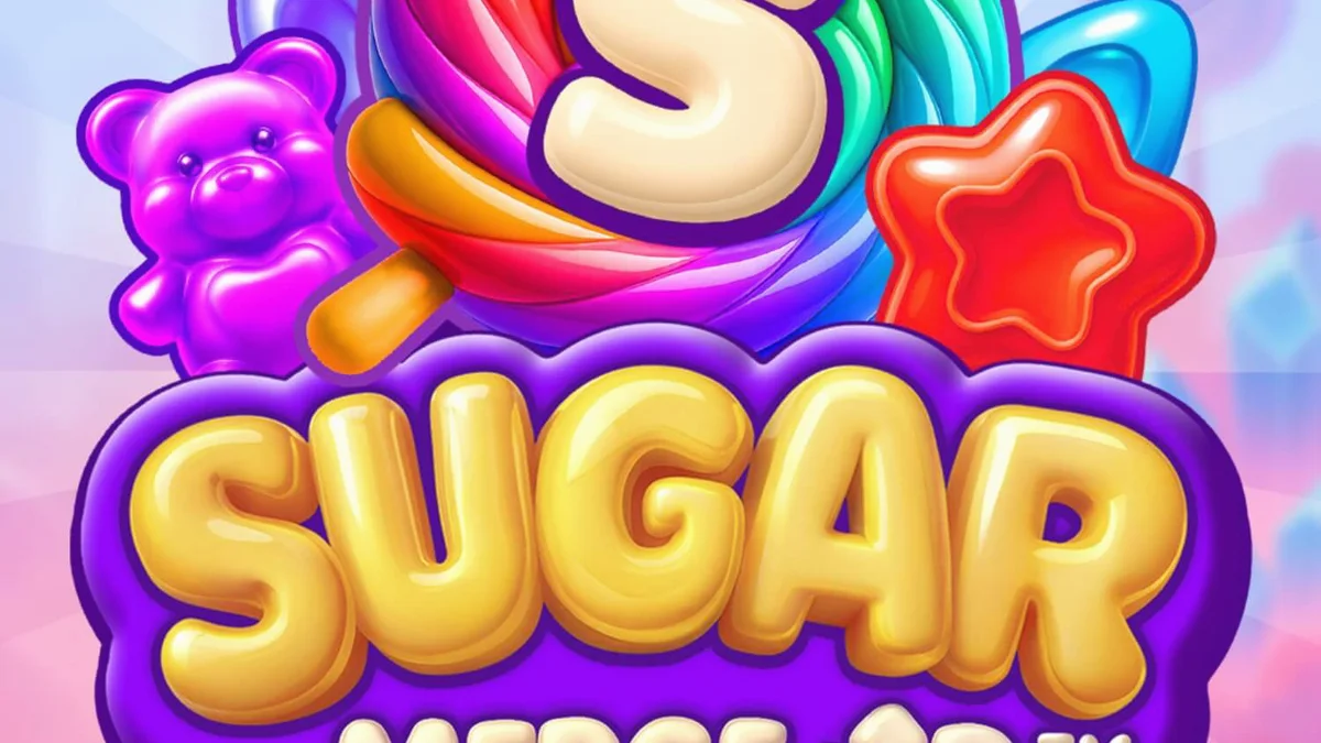 Sugar Merge Up স্লট গেমের রঙিন ক্যান্ডি এবং গামি বিয়ার থিমযুক্ত ইন্টারফেস